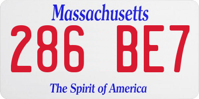 MA license plate 286BE7