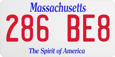 MA license plate 286BE8
