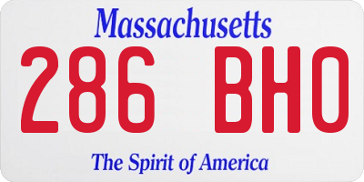 MA license plate 286BH0