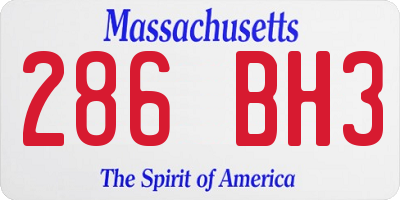 MA license plate 286BH3