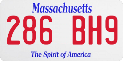 MA license plate 286BH9