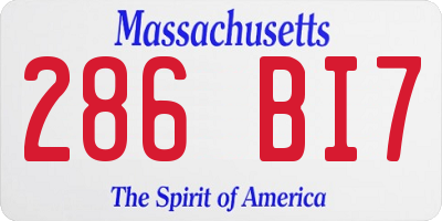 MA license plate 286BI7