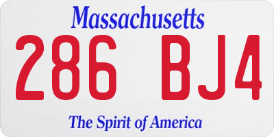 MA license plate 286BJ4