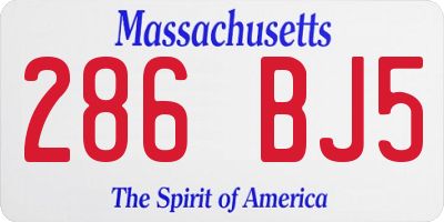 MA license plate 286BJ5