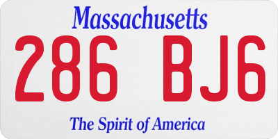 MA license plate 286BJ6