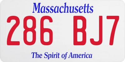 MA license plate 286BJ7