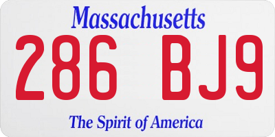 MA license plate 286BJ9