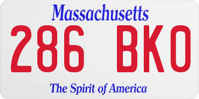 MA license plate 286BK0