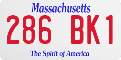 MA license plate 286BK1