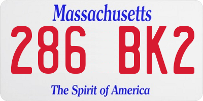 MA license plate 286BK2