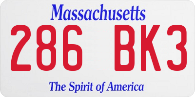 MA license plate 286BK3