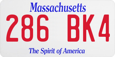MA license plate 286BK4