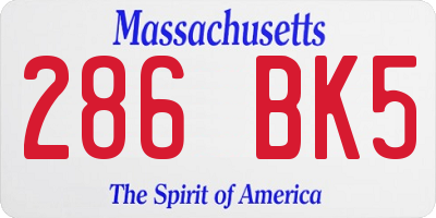 MA license plate 286BK5