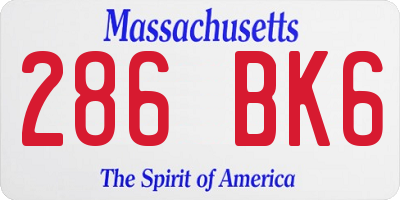 MA license plate 286BK6