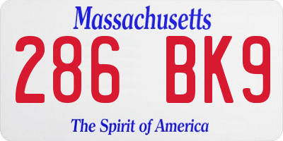 MA license plate 286BK9