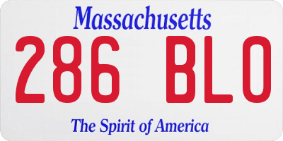 MA license plate 286BL0