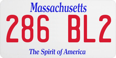 MA license plate 286BL2