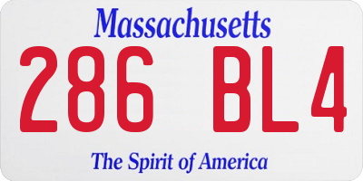 MA license plate 286BL4