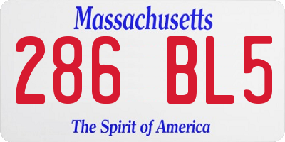 MA license plate 286BL5
