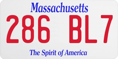 MA license plate 286BL7