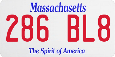 MA license plate 286BL8