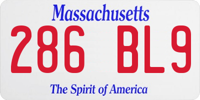 MA license plate 286BL9