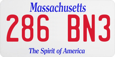 MA license plate 286BN3