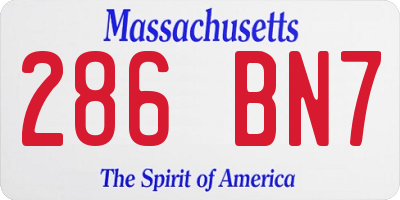 MA license plate 286BN7