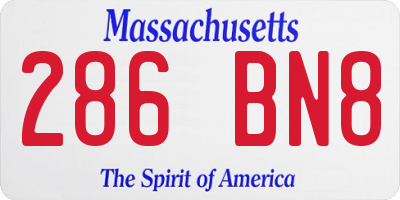 MA license plate 286BN8