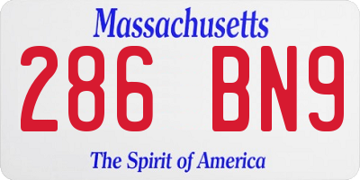 MA license plate 286BN9