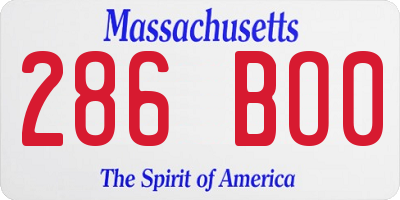 MA license plate 286BO0