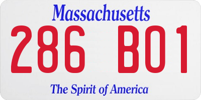 MA license plate 286BO1