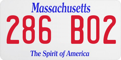 MA license plate 286BO2