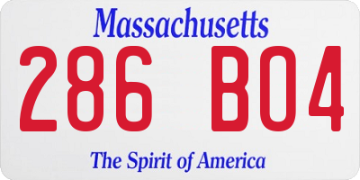MA license plate 286BO4
