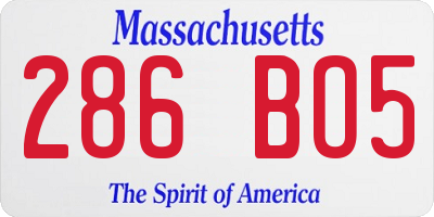 MA license plate 286BO5