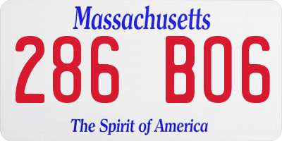 MA license plate 286BO6