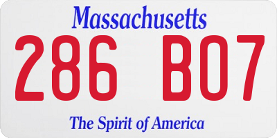 MA license plate 286BO7