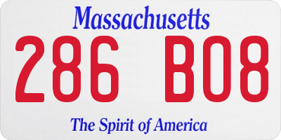 MA license plate 286BO8