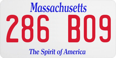 MA license plate 286BO9