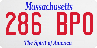 MA license plate 286BP0