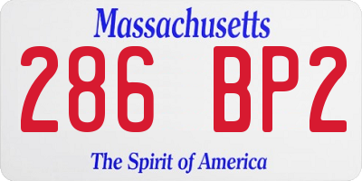 MA license plate 286BP2