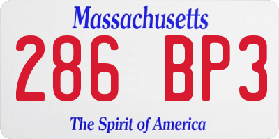 MA license plate 286BP3