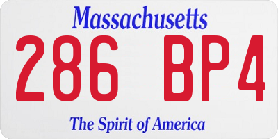 MA license plate 286BP4