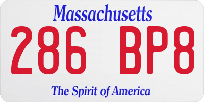 MA license plate 286BP8