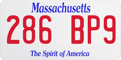 MA license plate 286BP9