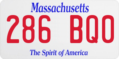 MA license plate 286BQ0