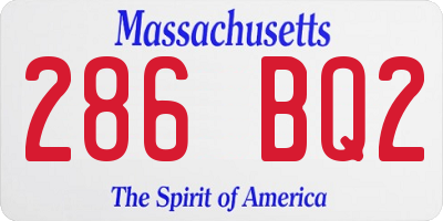 MA license plate 286BQ2