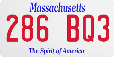 MA license plate 286BQ3