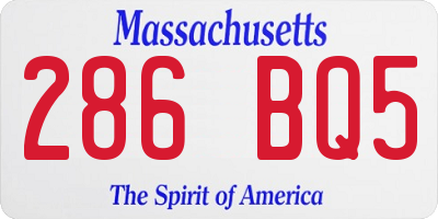 MA license plate 286BQ5