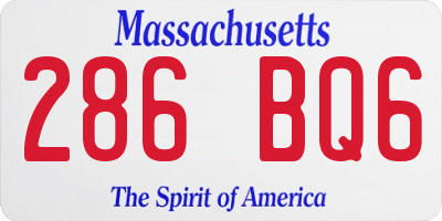 MA license plate 286BQ6